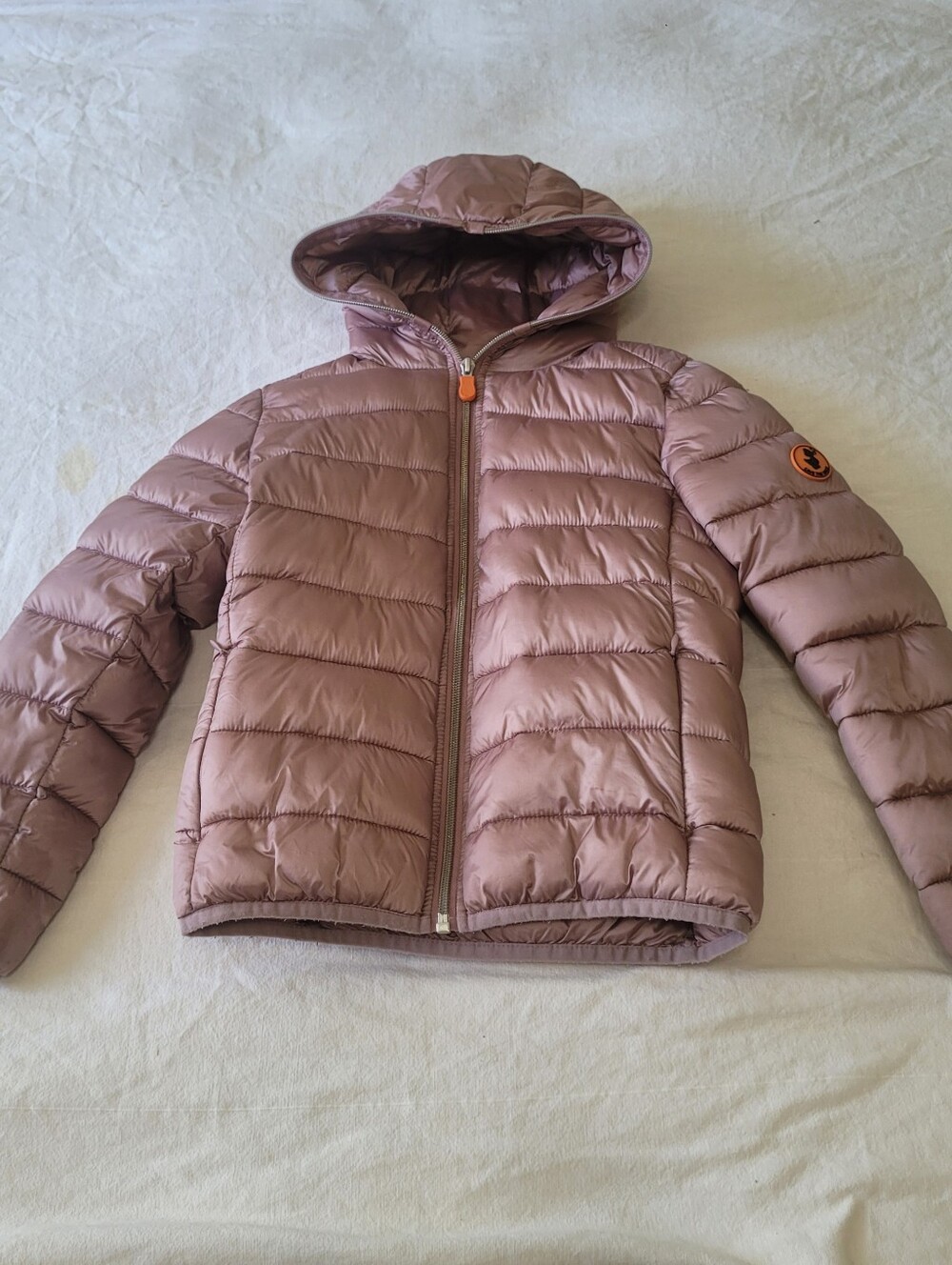 Save The Duck Kid's Hooded Puffer Jacket Synthetic Down Outdoor Size 8 Mauve